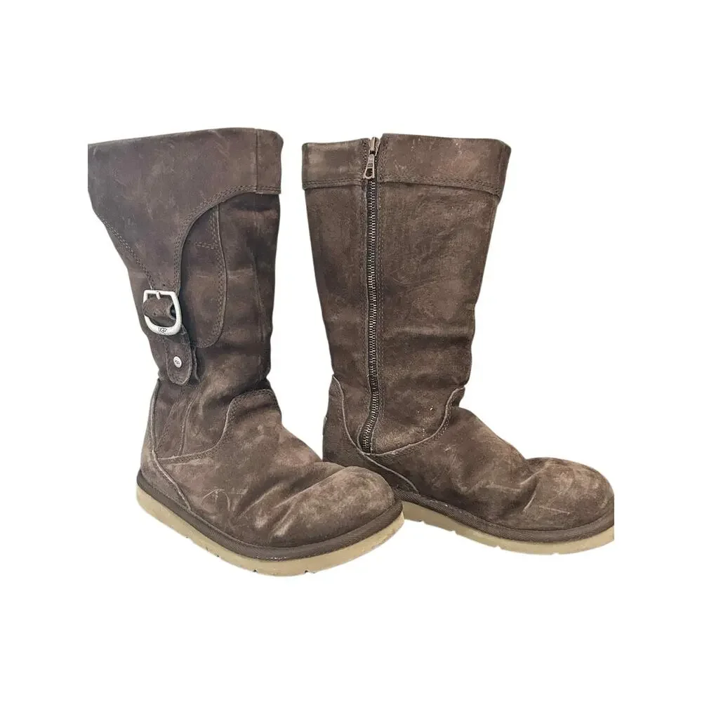 Women's UGG Boot Cargo III Sherling Lined Leather Mid Calf Buckle Zip Close Sz 7 - Picture 1 of 8